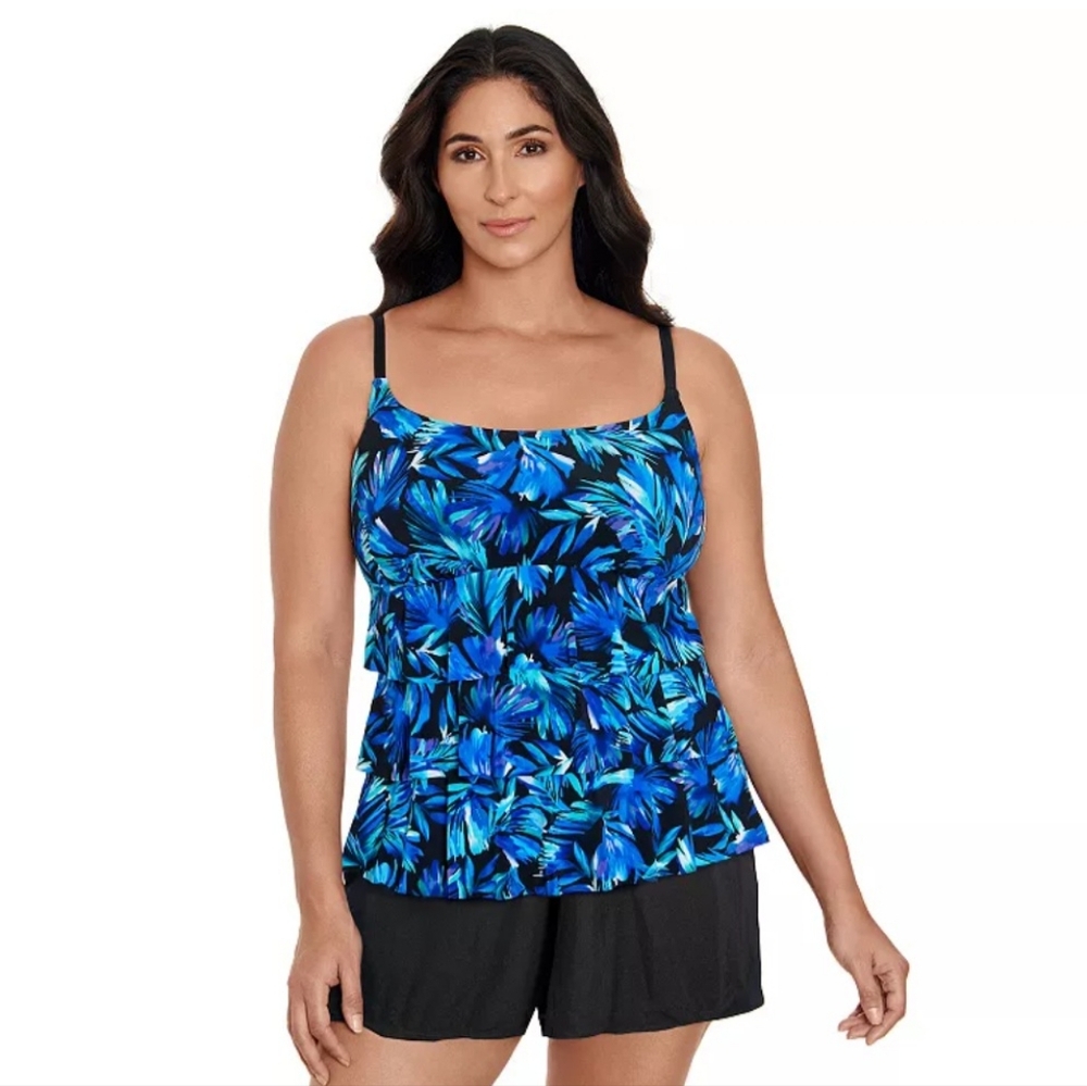 Longitude Tropical Blue Leaf One Piece Swimsuit